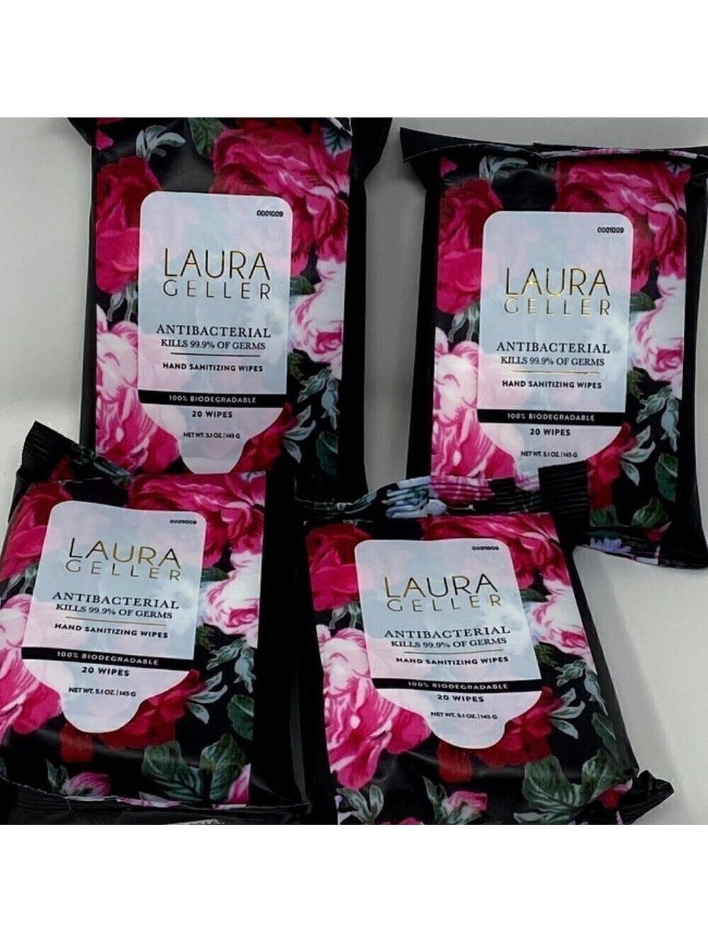 6- Laura Geller Anti Bacterial Wipes. Each pack has 20 wipes.  New Sealed.